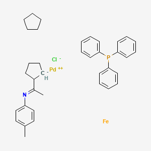 molecular formula C37H43ClFeNPPd B587093 Chloro[2-[1-[(4-methylphenyl)imino]ethyl]ferrocenyl-C,N](triphenylphosphine)-palladium CAS No. 155940-98-0