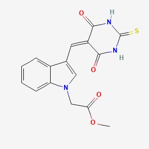 molecular formula C16H13N3O4S B5871540 methyl {3-[(4,6-dioxo-2-thioxotetrahydropyrimidin-5(2H)-ylidene)methyl]-1H-indol-1-yl}acetate 