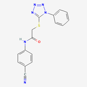 molecular formula C16H12N6OS B5871554 N~1~-(4-CYANOPHENYL)-2-[(1-PHENYL-1H-1,2,3,4-TETRAAZOL-5-YL)SULFANYL]ACETAMIDE 