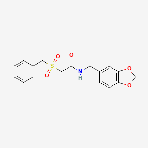 molecular formula C17H17NO5S B5872410 N-[(2H-13-BENZODIOXOL-5-YL)METHYL]-2-PHENYLMETHANESULFONYLACETAMIDE 