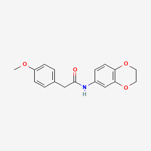 molecular formula C17H17NO4 B5872572 N-(2,3-dihydrobenzo[b][1,4]dioxin-6-yl)-2-(4-methoxyphenyl)acetamide 