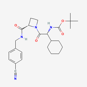 molecular formula C25H34N4O4 B587292 1-[(2R)-N'-Boc-2-amino-2-cyclohexylacetyl]-N-(4'-cyanobenzyl)-2-L-azetidinecarboxamide CAS No. 1356848-29-7