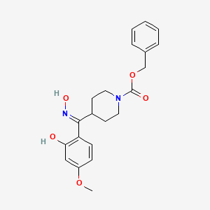 molecular formula C21H24N2O5 B587300 (E)-2-(5-Methoxy)phenol 4-(N-Benzyloxycarbonyl)piperidinyl-methanone Oxime CAS No. 84163-47-3