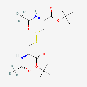 molecular formula C18H32N2O6S2 B587422 N,N'-Diacetyl-L-cystine Bis(tert-Butyl) Diester-d6 