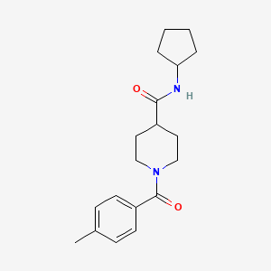 molecular formula C19H26N2O2 B5874371 N-cyclopentyl-1-(4-methylbenzoyl)-4-piperidinecarboxamide 
