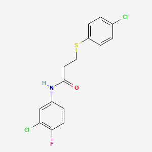 molecular formula C15H12Cl2FNOS B5874398 N-(3-chloro-4-fluorophenyl)-3-[(4-chlorophenyl)thio]propanamide 