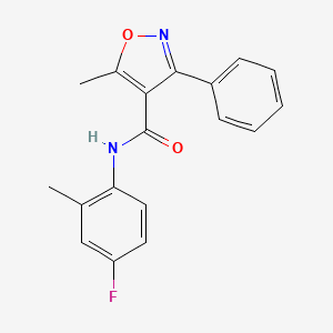molecular formula C18H15FN2O2 B5875187 N-(4-fluoro-2-methylphenyl)-5-methyl-3-phenyl-1,2-oxazole-4-carboxamide 