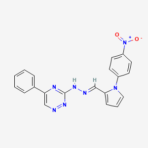molecular formula C20H15N7O2 B5875397 N-[(E)-[1-(4-nitrophenyl)pyrrol-2-yl]methylideneamino]-5-phenyl-1,2,4-triazin-3-amine 