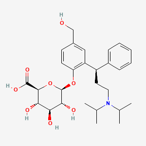 molecular formula C28H39NO8 B587595 2-{(1R)-3-[Di(propan-2-yl)amino]-1-phenylpropyl}-4-(hydroxymethyl)phenyl beta-D-glucopyranosiduronic acid CAS No. 210573-52-7