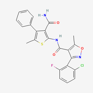 molecular formula C23H17ClFN3O3S B5875977 N-(3-carbamoyl-5-methyl-4-phenylthiophen-2-yl)-3-(2-chloro-6-fluorophenyl)-5-methyl-1,2-oxazole-4-carboxamide 