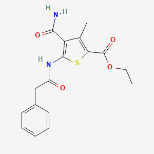 molecular formula C17H18N2O4S B5876908 ETHYL 4-(AMINOCARBONYL)-3-METHYL-5-[(2-PHENYLACETYL)AMINO]-2-THIOPHENECARBOXYLATE 