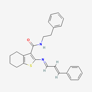 molecular formula C26H26N2OS B5877255 N-(2-PHENYLETHYL)-2-{[(1E,2E)-3-PHENYL-2-PROPEN-1-YLIDENE]AMINO}-4,5,6,7-TETRAHYDRO-1-BENZOTHIOPHENE-3-CARBOXAMIDE 