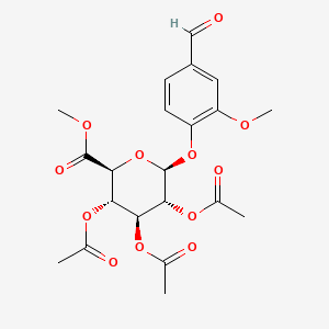 B587787 4-Formyl-2-methoxyphenyl |A-D-Glucopyranosiduronic Acid Triacetate Methyl Ester CAS No. 704885-44-9