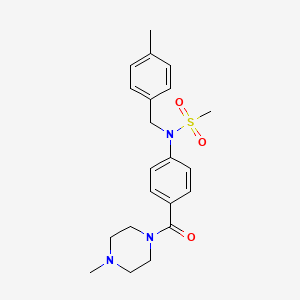 molecular formula C21H27N3O3S B5877936 N-(4-methylbenzyl)-N-{4-[(4-methylpiperazin-1-yl)carbonyl]phenyl}methanesulfonamide 