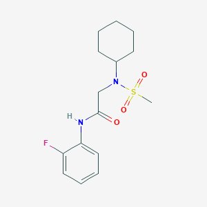 molecular formula C15H21FN2O3S B5878728 N~2~-cyclohexyl-N~1~-(2-fluorophenyl)-N~2~-(methylsulfonyl)glycinamide 