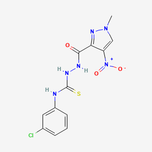 molecular formula C12H11ClN6O3S B5879026 N~1~-(3-CHLOROPHENYL)-2-[(1-METHYL-4-NITRO-1H-PYRAZOL-3-YL)CARBONYL]-1-HYDRAZINECARBOTHIOAMIDE 