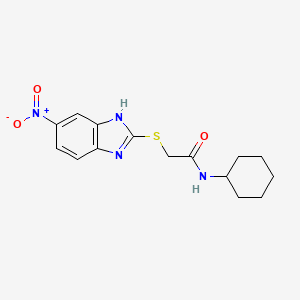 molecular formula C15H18N4O3S B5879139 N~1~-CYCLOHEXYL-2-[(5-NITRO-1H-1,3-BENZIMIDAZOL-2-YL)SULFANYL]ACETAMIDE 