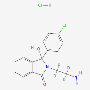 molecular formula C16H16Cl2N2O2 B587989 2-(2-Aminoethyl)-3-(4-chlorophenyl)-3-hydroxyphthalimidine-d4 Hydrochloride (Mazindol Metabolite) CAS No. 1276611-52-9