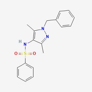 molecular formula C18H19N3O2S B5880350 N-(1-benzyl-3,5-dimethylpyrazol-4-yl)benzenesulfonamide 