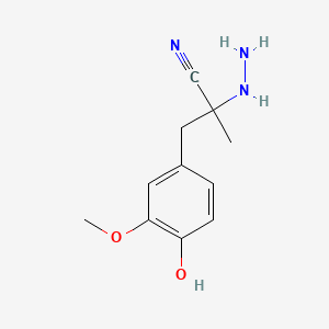 2-Hydrazinyl-3-(4-hydroxy-3-methoxyphenyl)-2-methylpropanenitrile