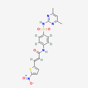 molecular formula C19H17N5O5S2 B588052 3-(5-Nitro-2-thiophene)acrylic Acid-d4 Sulfadimidine Amide CAS No. 1795138-17-8