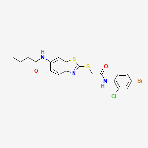 molecular formula C19H17BrClN3O2S2 B5880718 N-[2-({2-[(4-bromo-2-chlorophenyl)amino]-2-oxoethyl}sulfanyl)-1,3-benzothiazol-6-yl]butanamide 