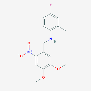 molecular formula C16H17FN2O4 B5880774 N-(4,5-DIMETHOXY-2-NITROBENZYL)-N-(4-FLUORO-2-METHYLPHENYL)AMINE 