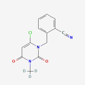 molecular formula C13H10ClN3O2 B588113 2-[(6-Chloro-3,4-dihydro-3-methyl-2,4-dioxo-1(2H)-pyrimidinyl)methyl]-benzonitrile-d3 CAS No. 1794937-18-0