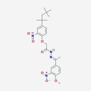molecular formula C25H32N4O7 B5882075 N-[(E)-1-(4-methoxy-3-nitrophenyl)ethylideneamino]-2-[2-nitro-4-(2,4,4-trimethylpentan-2-yl)phenoxy]acetamide 