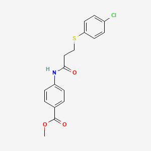 molecular formula C17H16ClNO3S B5882361 methyl 4-({3-[(4-chlorophenyl)thio]propanoyl}amino)benzoate 