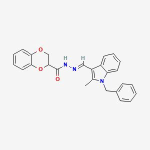 molecular formula C26H23N3O3 B5882932 N-[(E)-(1-benzyl-2-methylindol-3-yl)methylideneamino]-2,3-dihydro-1,4-benzodioxine-3-carboxamide 