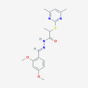 molecular formula C18H22N4O3S B5883047 N-[(E)-(2,4-dimethoxyphenyl)methylideneamino]-2-(4,6-dimethylpyrimidin-2-yl)sulfanylpropanamide 