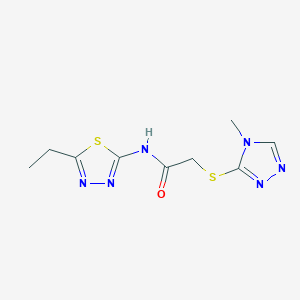 molecular formula C9H12N6OS2 B5883255 N-(5-ethyl-1,3,4-thiadiazol-2-yl)-2-[(4-methyl-4H-1,2,4-triazol-3-yl)thio]acetamide 