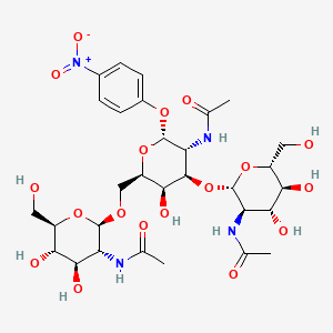 molecular formula C30H44N4O18 B588376 N-[(2R,3R,4R,5S,6R)-2-[[(2R,3R,4R,5R,6R)-5-acetamido-4-[(2R,3R,4R,5S,6R)-3-acetamido-4,5-dihydroxy-6-(hydroxymethyl)oxan-2-yl]oxy-3-hydroxy-6-(4-nitrophenoxy)oxan-2-yl]methoxy]-4,5-dihydroxy-6-(hydroxymethyl)oxan-3-yl]acetamide CAS No. 1144040-11-8