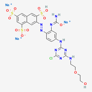Trisodium;7-[[2-[[amino(oxido)methylidene]amino]-4-[[4-chloro-6-[2-(2-hydroxyethoxy)ethylamino]-1,3,5-triazin-2-yl]amino]phenyl]diazenyl]-6-sulfonaphthalene-1,3-disulfonate