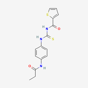 molecular formula C15H15N3O2S2 B5884070 N-{[4-(propanoylamino)phenyl]carbamothioyl}thiophene-2-carboxamide 