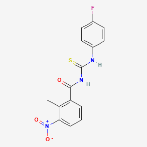 molecular formula C15H12FN3O3S B5884265 N-[(4-fluorophenyl)carbamothioyl]-2-methyl-3-nitrobenzamide 