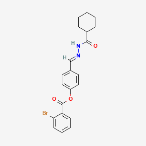 molecular formula C21H21BrN2O3 B5884543 4-{(E)-[2-(cyclohexylcarbonyl)hydrazono]methyl}phenyl 2-bromobenzoate 