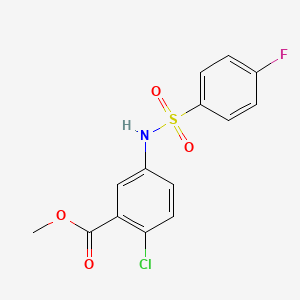 molecular formula C14H11ClFNO4S B5884969 methyl 2-chloro-5-{[(4-fluorophenyl)sulfonyl]amino}benzoate 