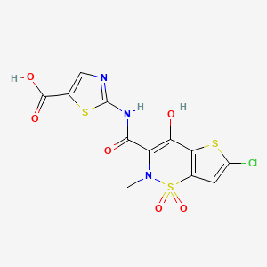 molecular formula C12H8ClN3O6S3 B588522 N-Des(2-pyridinyl)-N-(5-carboxy-2-thiazolyl) Lornoxicam CAS No. 1246819-40-8