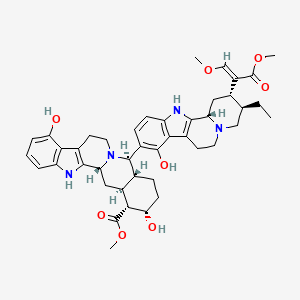 molecular formula C43H52N4O8 B588586 methyl (1R,14R,15R,18S,19R,20S)-14-[(2S,3R,12bS)-2-[(E)-1,3-dimethoxy-3-oxoprop-1-en-2-yl]-3-ethyl-8-hydroxy-1,2,3,4,6,7,12,12b-octahydroindolo[2,3-a]quinolizin-9-yl]-8,18-dihydroxy-1,3,11,12,14,15,16,17,18,19,20,21-dodecahydroyohimban-19-carboxylate CAS No. 141544-39-0