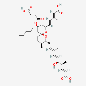 B588592 (2E,4S,5S,6E,8E)-10-[(2R,3S,6R,8R,10S)-8-[(1E,3E)-4-Carboxy-3-methylbuta-1,3-dienyl]-10-(3-carboxypropanoyloxy)-3-methyl-10-pentyl-1,7-dioxaspiro[5.5]undecan-2-yl]-5-hydroxy-4,8-dimethyldeca-2,6,8-trienoic acid CAS No. 144860-70-8