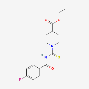 molecular formula C16H19FN2O3S B5886378 Ethyl 1-((4-fluorobenzoyl)carbamothioyl)piperidine-4-carboxylate 