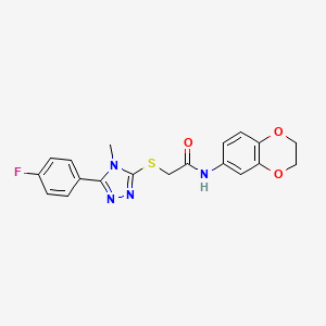 molecular formula C19H17FN4O3S B5886734 N-(2,3-dihydro-1,4-benzodioxin-6-yl)-2-{[5-(4-fluorophenyl)-4-methyl-4H-1,2,4-triazol-3-yl]sulfanyl}acetamide 