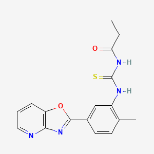 molecular formula C17H16N4O2S B5887008 N-{[2-methyl-5-([1,3]oxazolo[4,5-b]pyridin-2-yl)phenyl]carbamothioyl}propanamide 