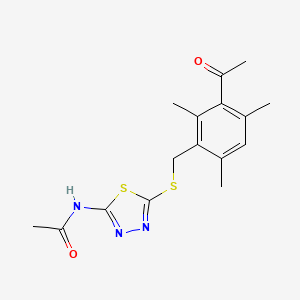 molecular formula C16H19N3O2S2 B5887046 N-{5-[(3-acetyl-2,4,6-trimethylbenzyl)sulfanyl]-1,3,4-thiadiazol-2-yl}acetamide 