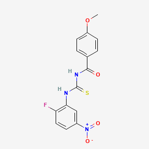 molecular formula C15H12FN3O4S B5887168 N-[(2-fluoro-5-nitrophenyl)carbamothioyl]-4-methoxybenzamide 