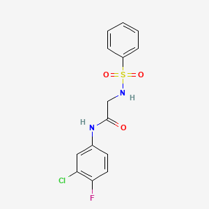 molecular formula C14H12ClFN2O3S B5887388 N~1~-(3-chloro-4-fluorophenyl)-N~2~-(phenylsulfonyl)glycinamide 