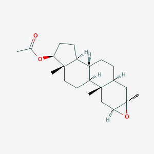 molecular formula C22H34O3 B058879 [(1S,2S,4S,6R,8S,11R,12S,15S,16S)-2,6,16-Trimethyl-5-oxapentacyclo[9.7.0.02,8.04,6.012,16]octadecan-15-yl] acetate CAS No. 16321-28-1