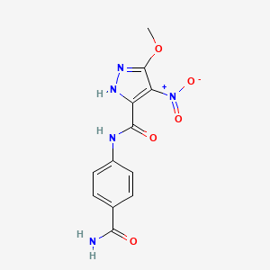 molecular formula C12H11N5O5 B5888625 N-(4-carbamoylphenyl)-3-methoxy-4-nitro-1H-pyrazole-5-carboxamide 